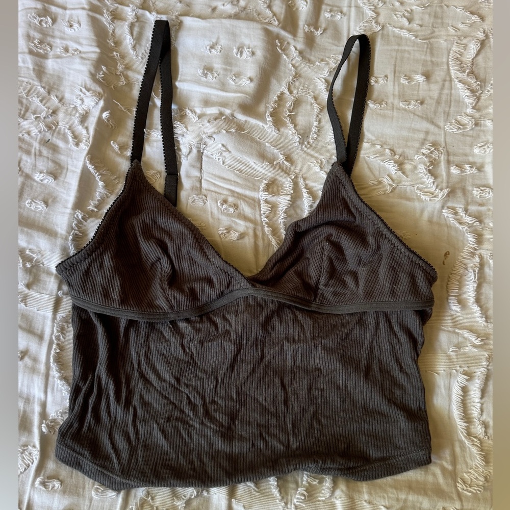 Out From Under Urban Outfitters M Ribbed Bralette Cami Gray Tank Top